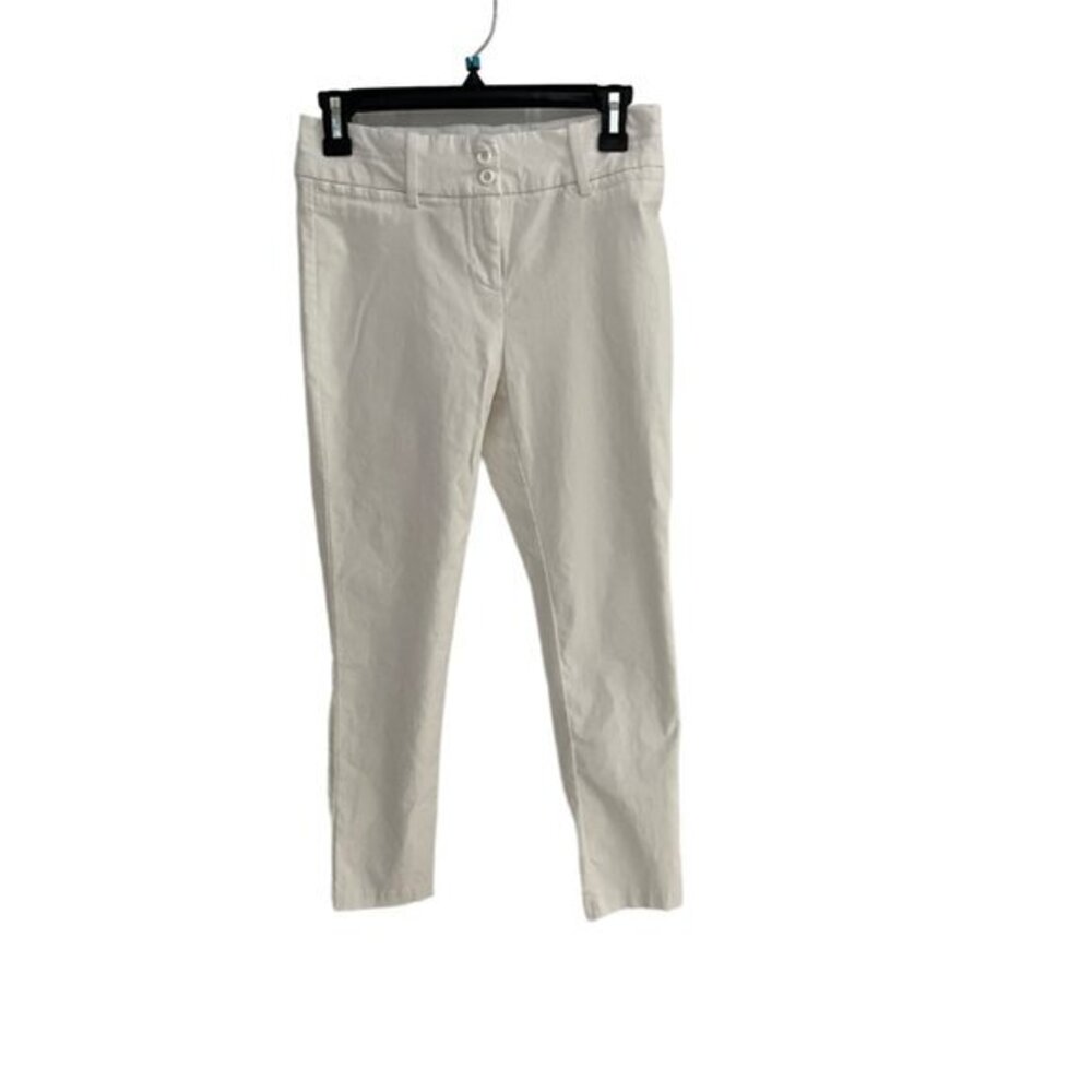 Have Petite White Skinny Ankle  Double Button Closure Slim‎ Fit Trousers Womens